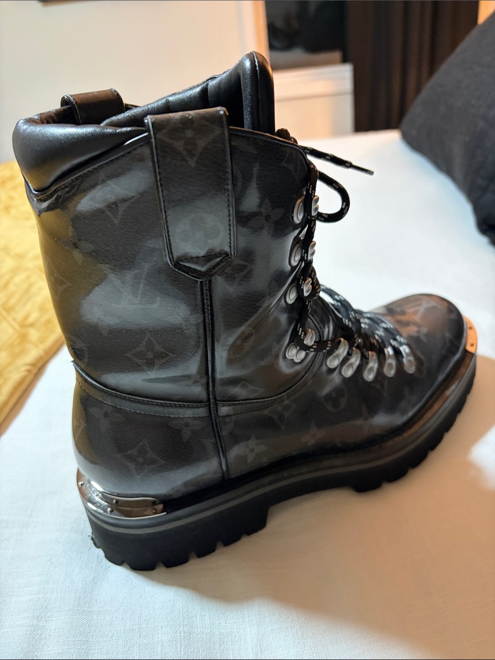 Louis Vuitton Black Monogram Alpine Lace-Up Boots - Picture 7 of 12
